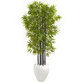 5 Bamboo Artificial Tree With Black Trunks In White Planter Uv Resistant Indoor Outdoo