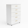 5 Drawer Dresser With Handles White Modern Storage Cabinet