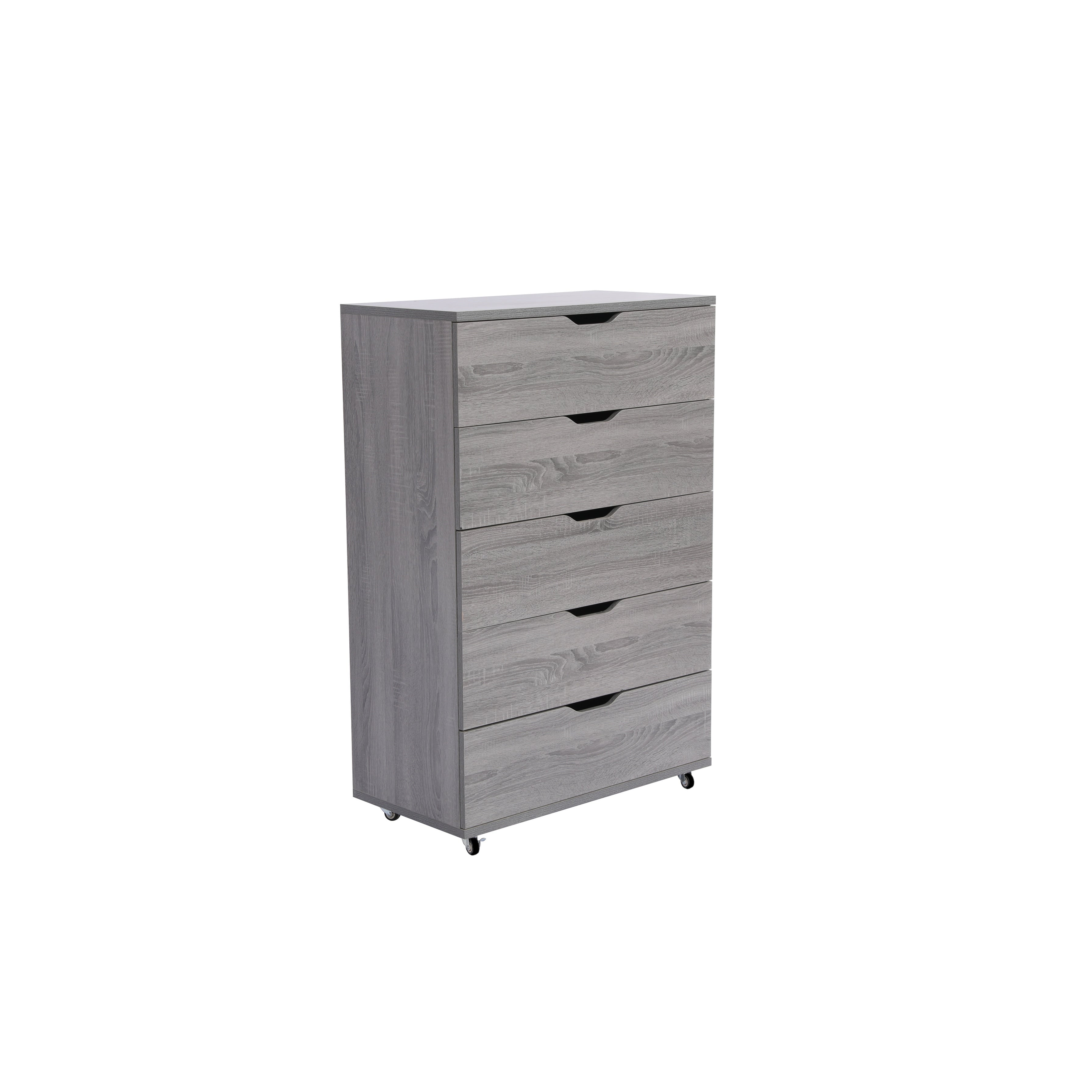 5 Drawer Rolling Dresser With Wheels Modern Storage Cabinet