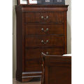 5 Drawer Wooden Chest With Metal Hardware Cherry Brown