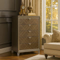 5 Drawer Wooden Chest With Acrylic Legs And Mirror Trim Taupe Brown