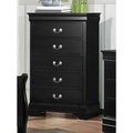 5 Drawers Wooden Chest With Silver Pulls Black