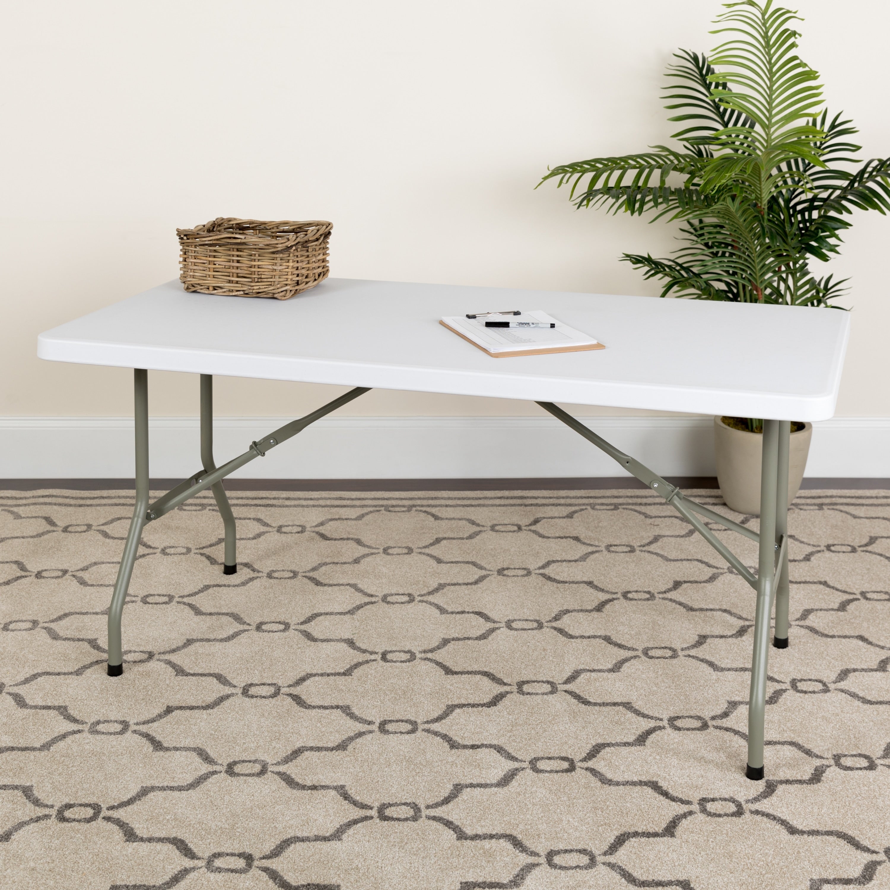 White 30 Inch Plastic Folding Table