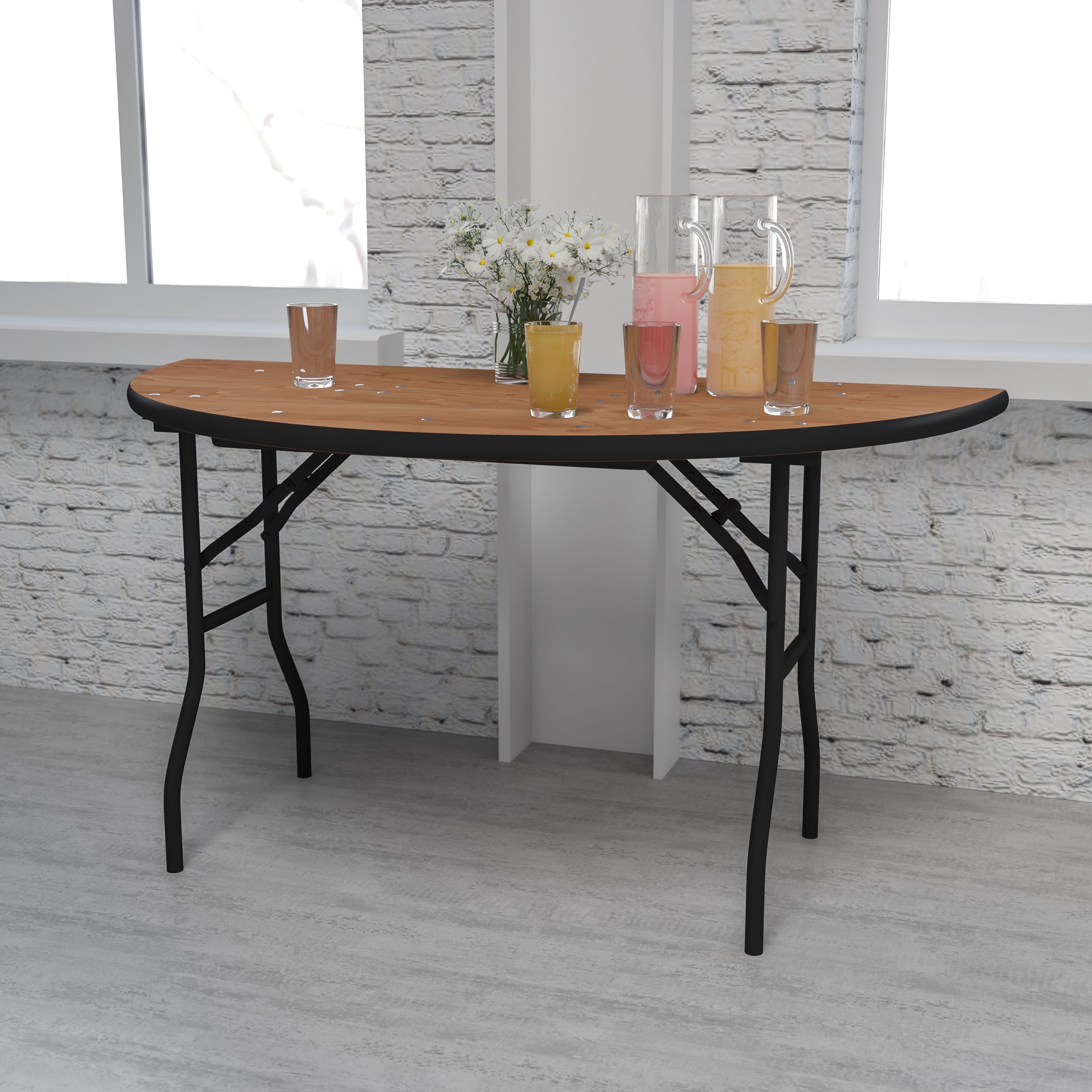 Flash Furniture 60 Inch Half Round Wood Folding Banquet Table