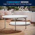 5 Foot Round Granite White Plastic Folding Table Banquet Event Folding Table