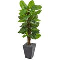 5 Large Leaf Philodendron Artificial Plant In Slate Planter Real Touch