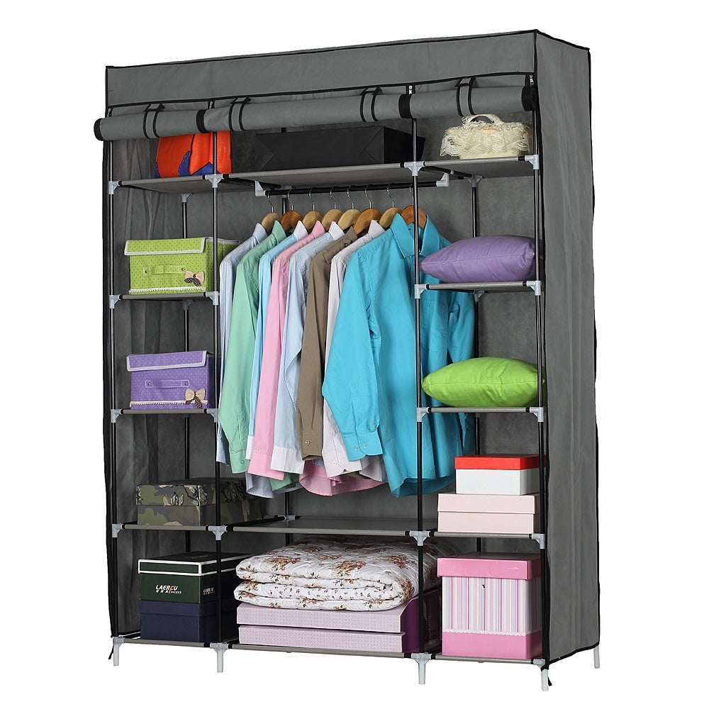5 Layer 12 Compartment Non Woven Fabric Wardrobe Portable Closet 52.4 X 18.1 X 67