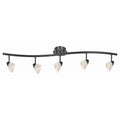 5 Light 120V Metal Track Light Fixture With Glass Shade Black And White