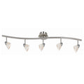 5 Light 120V Metal Track Light Fixture With Glass Shade White And Silver