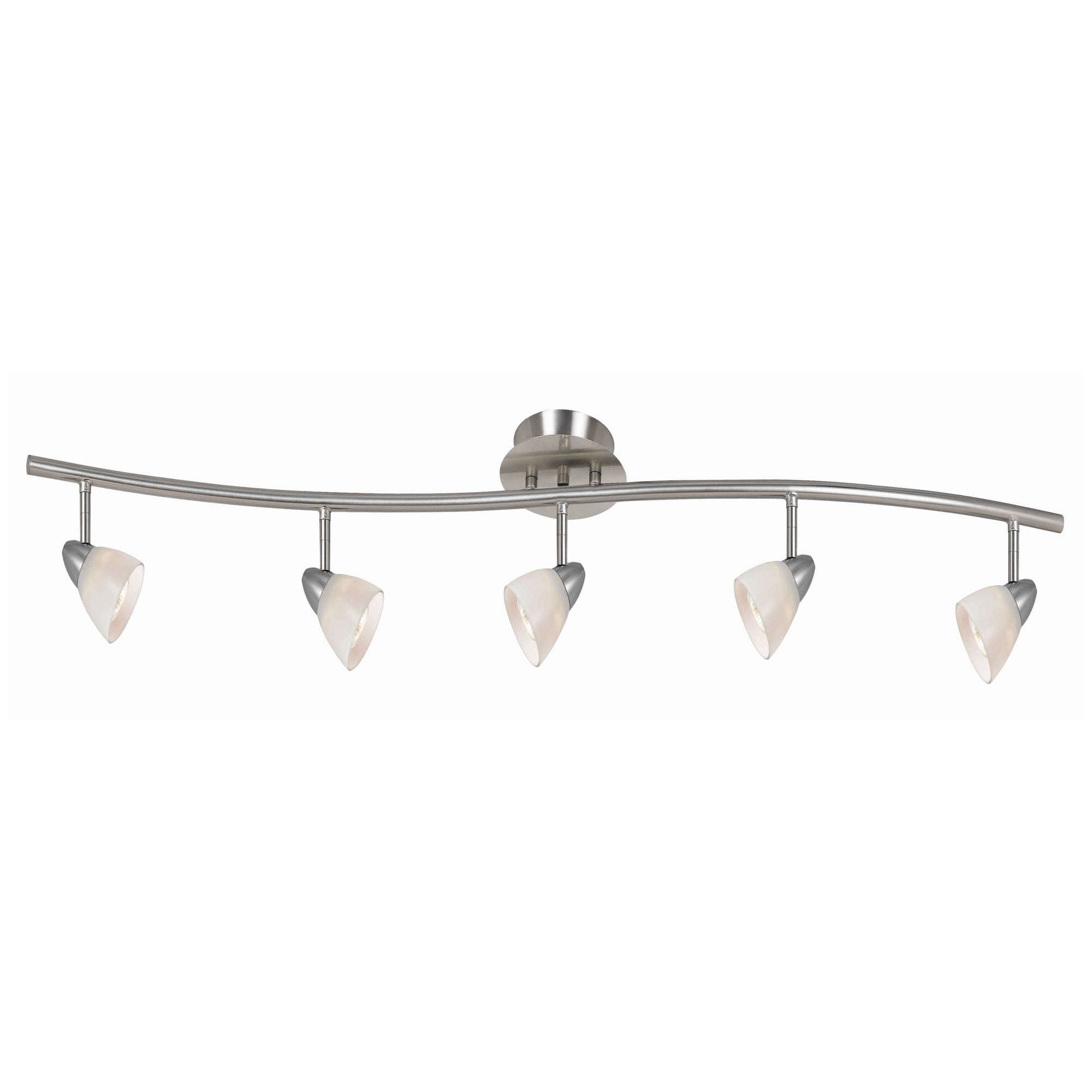 5 Light 120V Metal Track Light Fixture With Glass Shade White And Silver