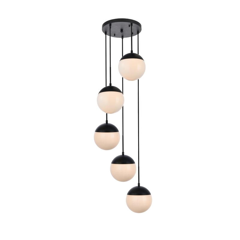 5 Light 18 Inch Pendant With Frosted White Glass