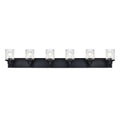 5 Light Bathroom Lighting Modern Black Vanity Light Fixture Over Mirror Industrial Fixture With Clear Grid Glass