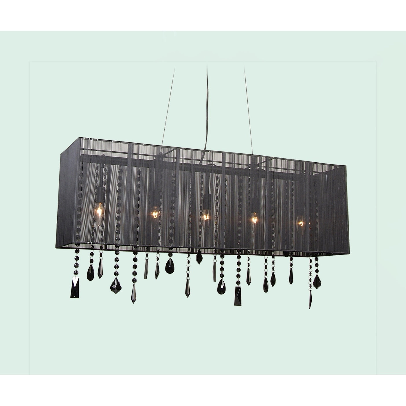 5 Light Black Chandelier With Clear Crystal Accents