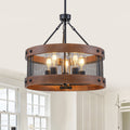 5 Light Black Rustic Farmhouse Chandelier Industrial Pendant Light