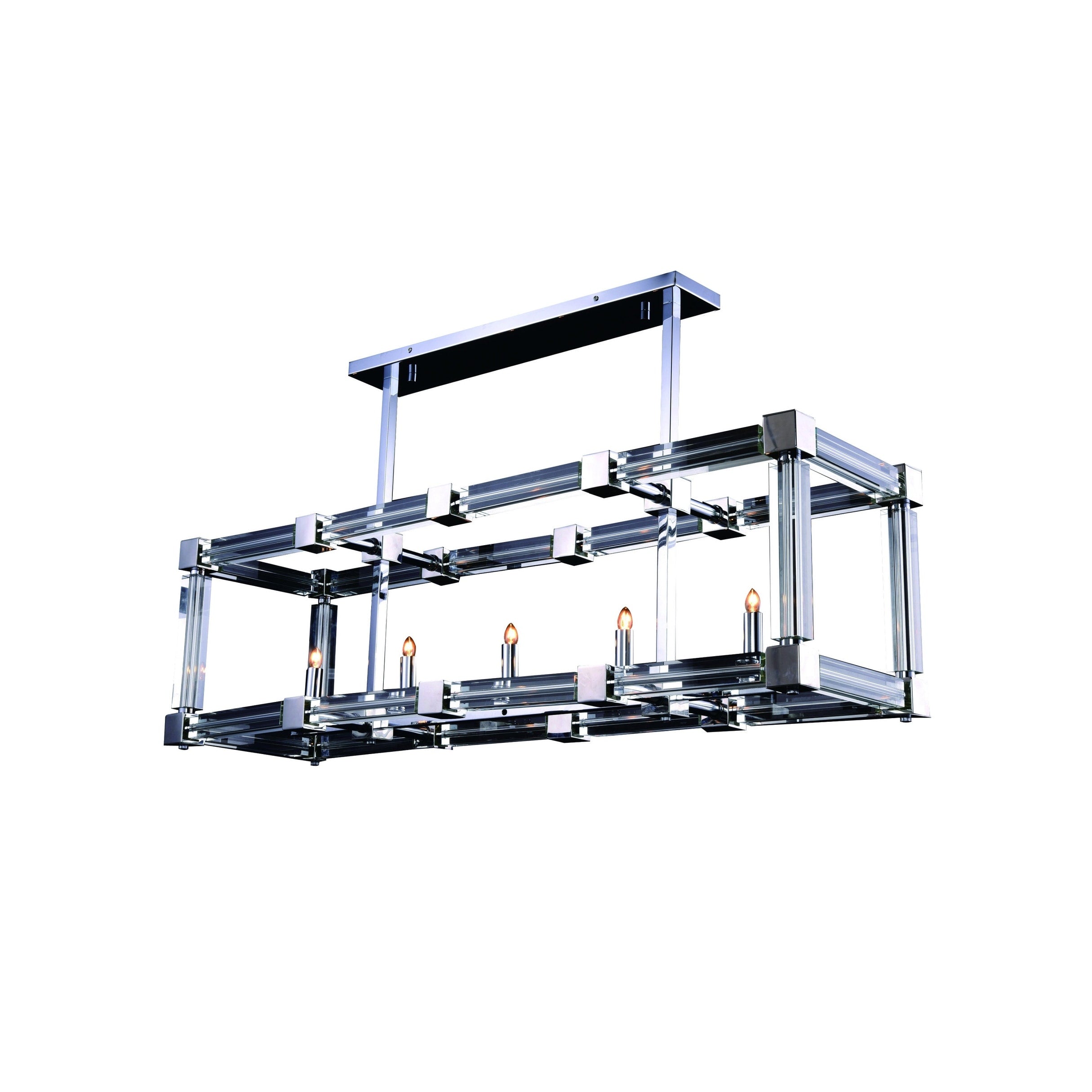 5 Light Chrome Cage Chandelier With Crystal Accents