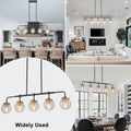 5 Light Crackled Glass Globe Linear Island Pendant Light Modern Dia.38.19 In