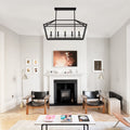 5 Light Farmhouse Kitchen Island Lighting 5 Light Industrial Linear Chandelier Metal Hanging Pendant Light Fixture