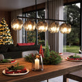 5 Light Linear Chandelier With Hand Blown Smoke Gray Glass Shades Smoky Gray