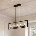 5 Light Linear Kitchen Island Chandelier Adjustable Pendant Light