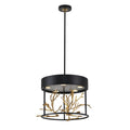 5 Light Matte Black Pendant With Gold Branch Accents