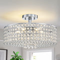 Modern 5 Light Mesh Crystal Shade Semi Flush Mount Ceiling Light Dia.15.75 In