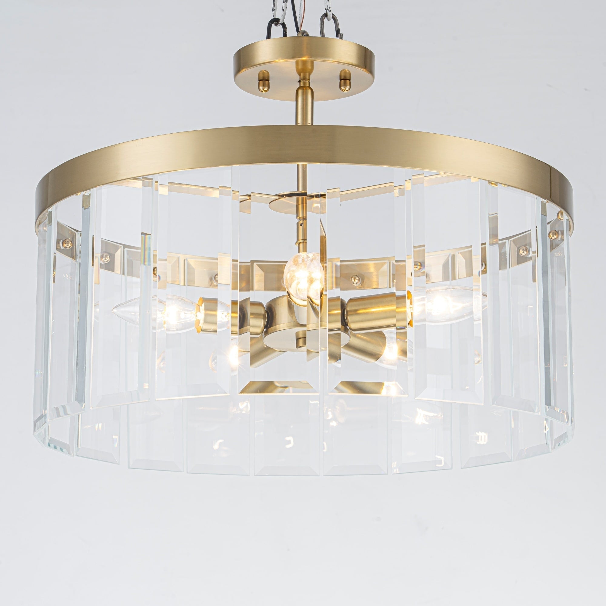 Rennnsan 5 Light Modern Brass Convertible Pendant Semi Flush Mount For Dining Room Living Room 5 Light