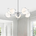 5 Light Modern Globe Chandelier Chrome Orbit Frame Opal Glass Globes Dia.30.71 In