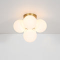 5 Light Modern Gold Frosted Glass Globe Semi Flush Mount Light 15 In. Diameter 12.2 In. Height