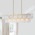 5 Light Modern Linear Chandelier With Sunflower Glass Petals W38.43 In