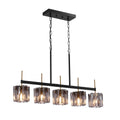 5 Light Modern Pendant Linear Chandelier With Textured Glass