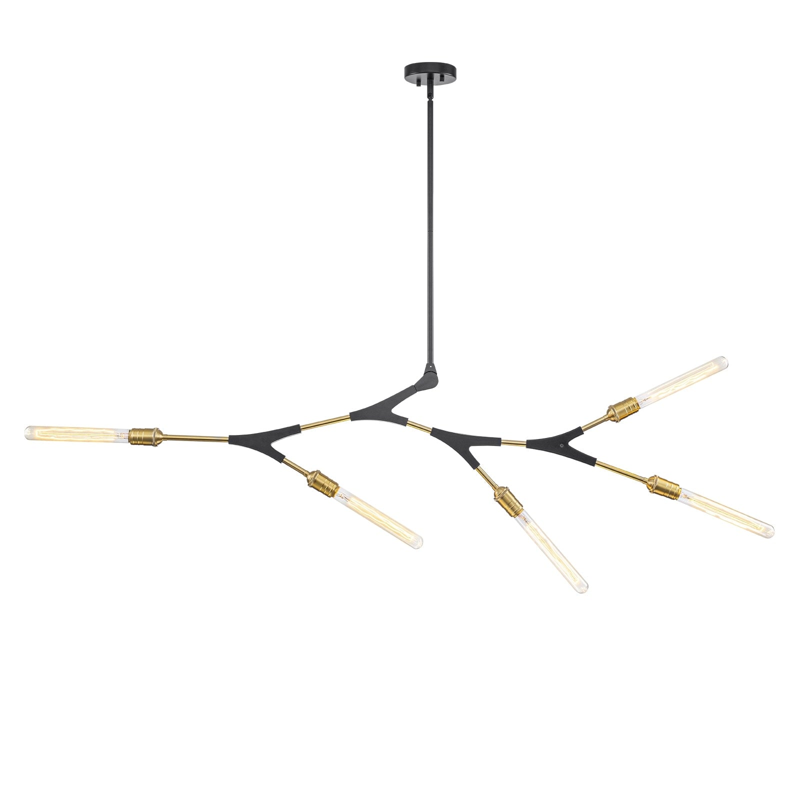 5 Light Modern Y Shaped Branch Chandelier With Adjustable Swivel Mount Dia.42.13 In