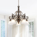 5 Light Oil Rubbed Bronze Chandelier Glass Bell Shades Traditional Dia.26.81 In