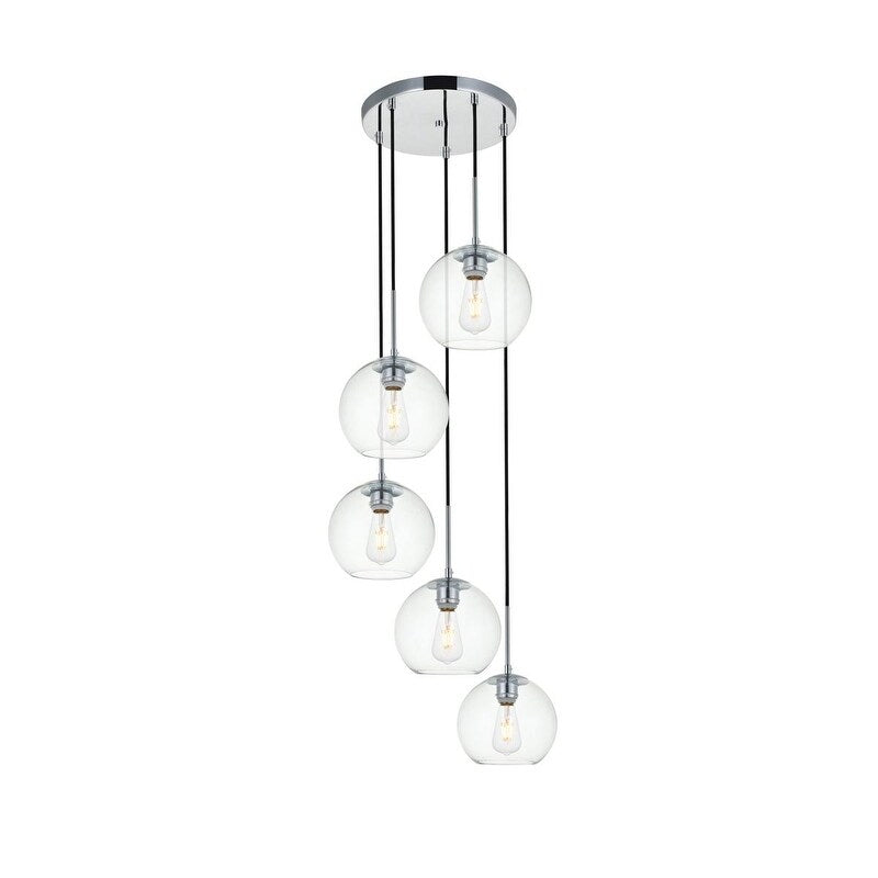 5 Light 18 Inch Pendant With Clear Glass