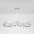 5 Light Satin Nickel Opal Glass Chandelier For Dining Room Living Room 43.3 In. W X 7.5 In. H
