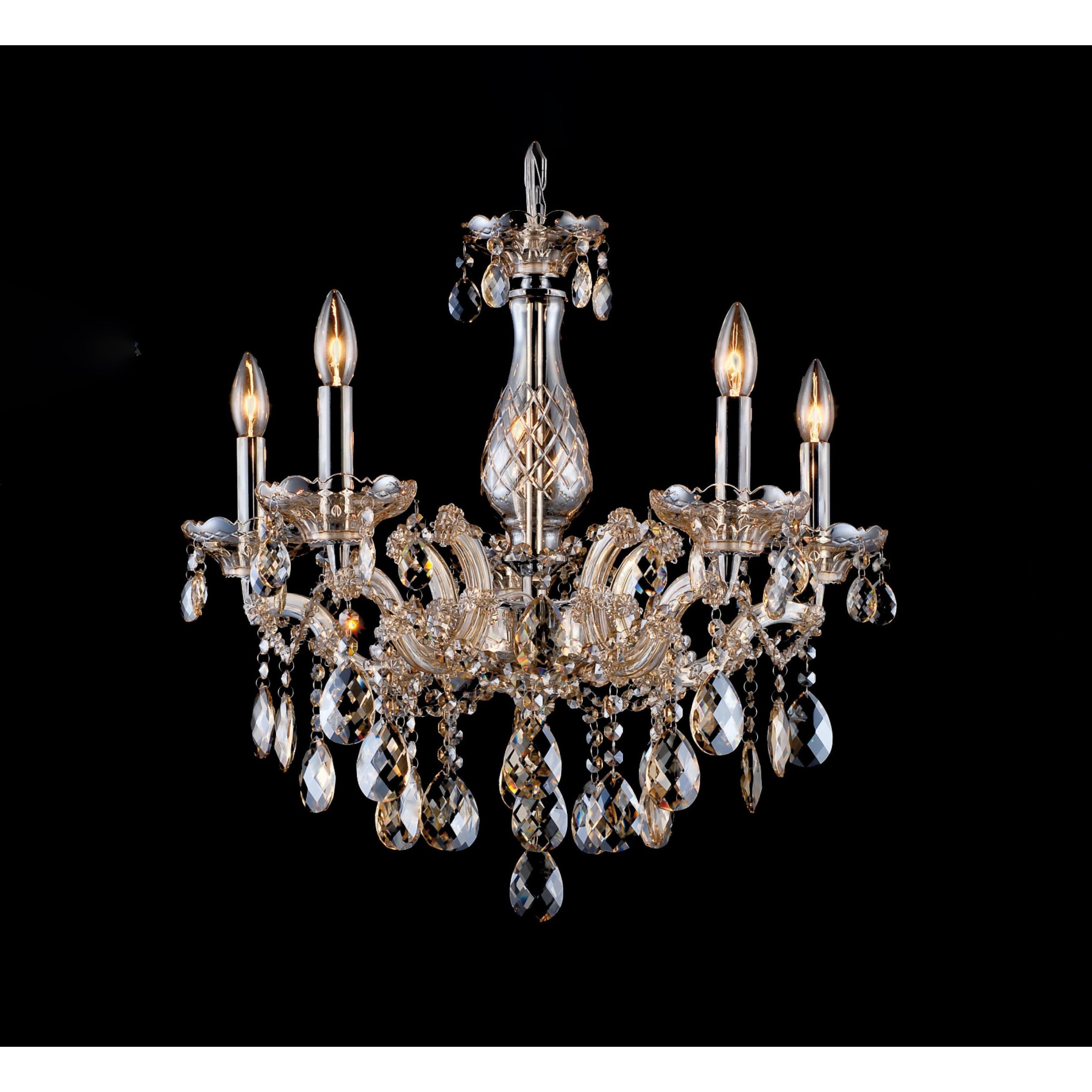 5 Lihgt Gold Chandelier With Champagne Crystals
