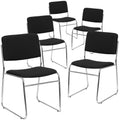 Lancaster Home Black Fabric High Density Metal Stacking Chair