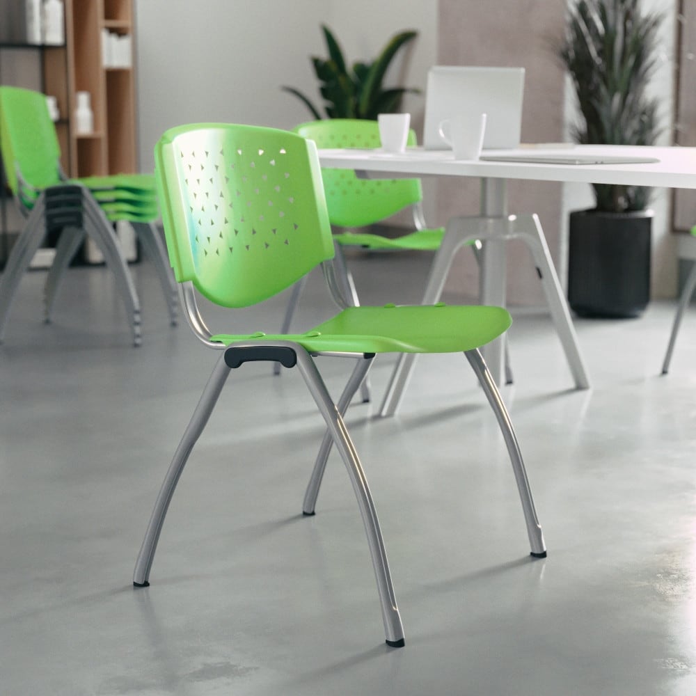 Lancaster Home Plastic Perforated Back Modern Stacking Chair