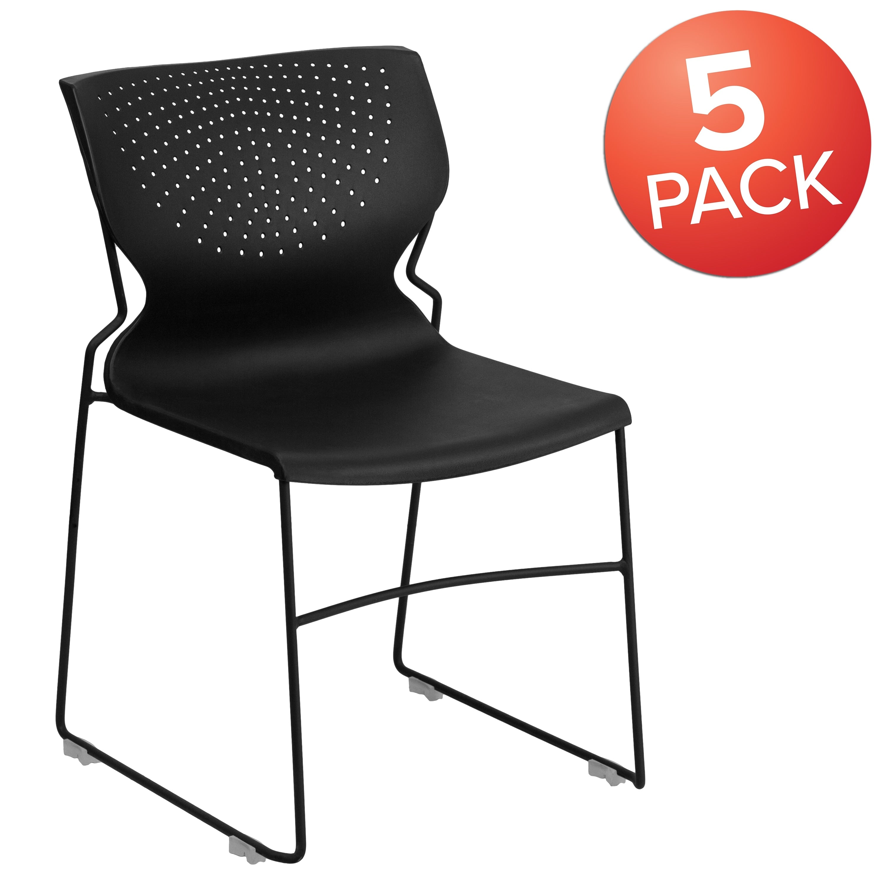 Lancaster Home Black Plastic Stack Chair