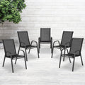 Lancaster Home Black Fabric Metal Sling Patio Stack Chair Set Of 5