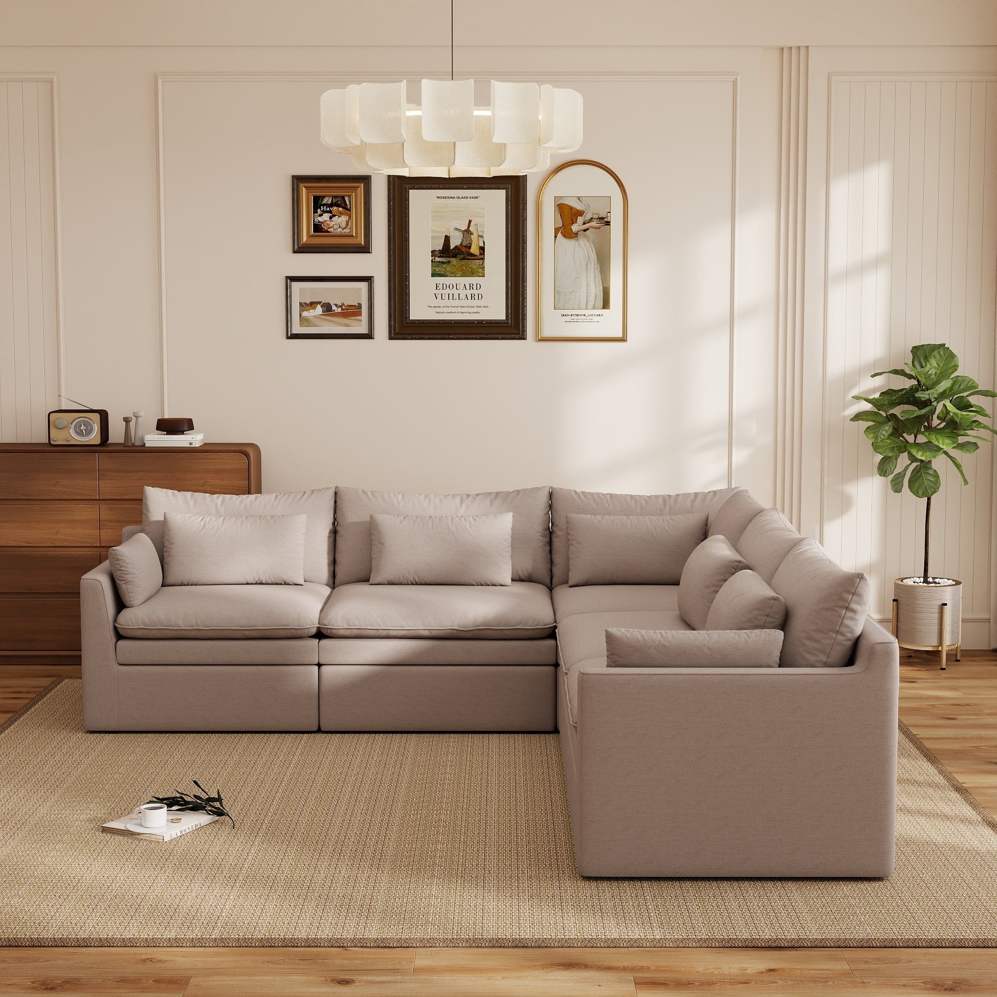 5 Piece 117 L Shaped Upholstered Corner Modular Sectional Sofa Cloud Couch Modern Minimalist Upholstered Couches