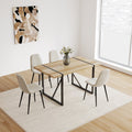 5 Piece 55 Wooden Dining Table And Linen Chairs With Metal Legs