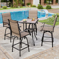 Phi Villa 5 Piece All Weather Swivel Bar Stools Sets With Bar Table