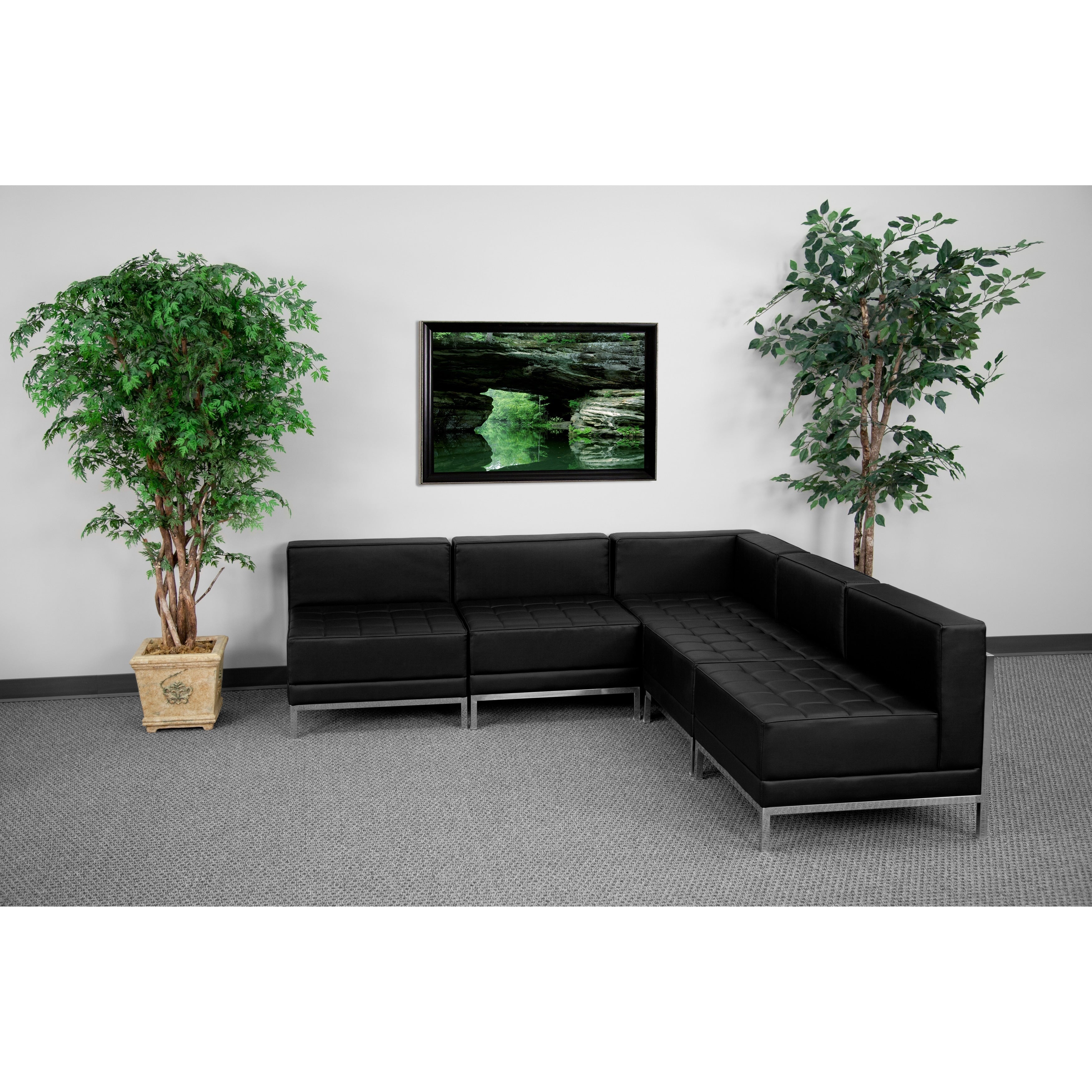 Hercules Imagination Series 5 Piece Black Leather Sectional Configuration