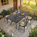 5 Piece Cast Aluminum Outdoor Dining Set With 66.93 L X 37.40 W Rectangular Table And Seat Cushions