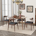 5 Piece Dining Set 1 Table 4 Chairs Rubberwood Frame Faux Wood Tabletop Retro Elegant For Kitchen Family Dining