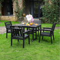5 Piece Dining Set With Umbrella Hole Black Outdoor Patio Dining Set With 4 Side Chairs Dining Table