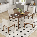 5 Piece Dining Table Set With Durable Solid Wood Frame And Comfortable Upholstered Chairs For Dining Room