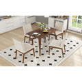 5 Piece Dining Table Set With Solid Wood Frame And Upholstered Chairs For Contemporary Dining Spaces