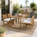5 Piece Farmhouse Acacia Wood Patio Dining Set For 4 With Slatted Tabletop By Harper Bright Designs