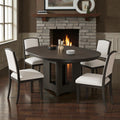 5 Piece Farmhouse Extendable Round Dining Table Set With 16 Leaf And 4 Upholstered Chairs For Small Spaces